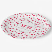Stilvolle Niedliche Monogram Whimsical Simple Hear Pappteller (Schrägansicht)