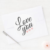 Stilvolle Niedliche Zitate für Red Watercolor Hear Runder Aufkleber (Umschlag)