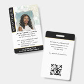Stilvolle Notar Public Agent Foto QR Code ID Black Ausweis (Vorder- & Rückseite)