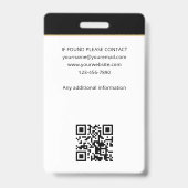 Stilvolle Notar Public Agent Foto QR Code ID Black Ausweis (Rückseite)