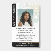 Stilvolle Notar Public Agent Foto QR Code ID Black Ausweis (Vorderseite)