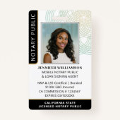 Stilvolle Notar Public Agent Foto QR Code ID Black Ausweis (Vorderseite)