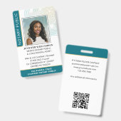 Stilvolle Notar Public Foto QR Code ID Aquamarines Ausweis (Vorder- & Rückseite)