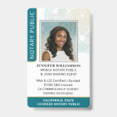 Stilvolle Notar Public Foto QR Code ID Aquamarines Ausweis (Vorderseite)