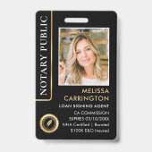 Stilvolle Notar Public Foto QR Code ID Black Gold Ausweis (Vorderseite)