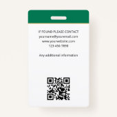 Stilvolle Notar Public Foto QR Code ID Green Abzei Ausweis (Rückseite)