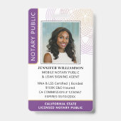 Stilvolle Notar Public Foto QR Code ID Lila Ausweis (Vorderseite)