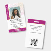 Stilvolle Notar Public Foto QR Code ID Magenta Ausweis (Vorder- & Rückseite)