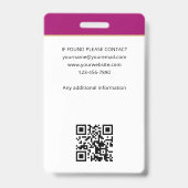 Stilvolle Notar Public Foto QR Code ID Magenta Ausweis (Rückseite)