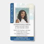 Stilvolle Notar Public Foto QR Code ID Navy Blue Ausweis (Vorderseite)