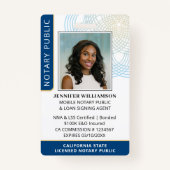 Stilvolle Notar Public Foto QR Code ID Navy Blue Ausweis (Vorderseite)