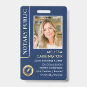 Stilvolle Notar Public Foto QR Code ID Navy Gold Ausweis (Front)