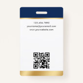 Stilvolle Notar Public Foto QR Code ID Navy Gold Ausweis (Rückseite)