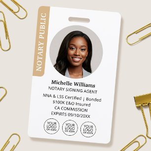 Stilvolle Notar Public Signage Agent Foto ID Gold Ausweis