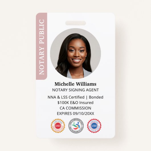 Stilvolle Notar Public Signature Agent Foto ID Pin Ausweis (Vorderseite)