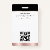 Stilvolle Notary Public Foto QR Black Rose Gold Ausweis (Rückseite)