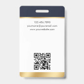 Stilvolle notary Public Foto QR Code ID Blue Gold Ausweis (Back)