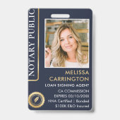 Stilvolle notary Public Foto QR Code ID Blue Gold Ausweis (Front)