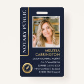 Stilvolle notary Public Foto QR Code ID Blue Gold Ausweis (Vorderseite)