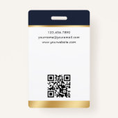 Stilvolle notary Public Foto QR Code ID Blue Gold Ausweis (Rückseite)
