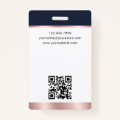 Stilvolle Notary Public Foto QR Logo Blue Rose Gol Ausweis (Rückseite)