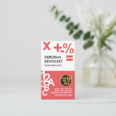 Stilvolle Nummernbriefe Buchhalter Visitenkarte (Stehend Vorderseite)