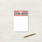 Stilvolle Nurse Medical Caduceus Rose Gold Glitzer Post-it Klebezettel (Auf Schreibtisch)