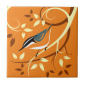 Stilvolle Nuthatch Art Fliese (Vorderseite)