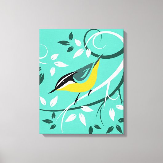 Stilvolle Nuthatch auf Baumzweig Leinwanddruck (Vorderseite)