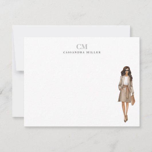 Stilvolle Office Fashion Beruflich Mit Monogramm Mitteilungskarte (Vorderseite)