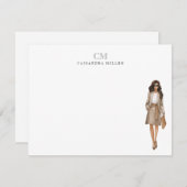 Stilvolle Office Fashion Beruflich Mit Monogramm Mitteilungskarte (Vorne/Hinten)