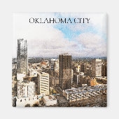 Stilvolle Oklahoma City Cityscape Panorama View Magnet (Vorne)