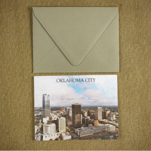 Stilvolle Oklahoma City Cityscape Panorama View Postkarte