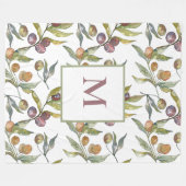 Stilvolle Olive Branches Monogram Fleece Blanket (Vorderseite (Horizontal))