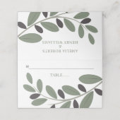Stilvolle Olive Filiale Mittelmeercharme Hochzeit Platzkarte (Außenseite Aufgefaltet)