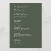 Stilvolle Olive Green Moderne Hochzeit Programm (Rückseite)