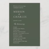 Stilvolle Olive Green Moderne Hochzeit Programm (Vorderseite)