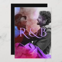 Stilvolle Ombre Mountains Overlay Foto Hochzeit