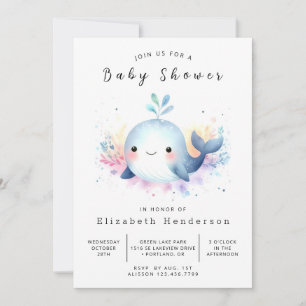 Stilvolle Online Whale Baby Dusche Einladung