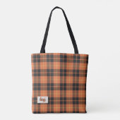 Stilvolle Orange & Black Fall Color Karierte Schul Tasche (Rückseite)