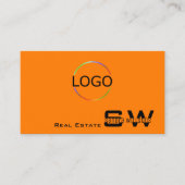 Stilvolle Orange Black mit Monogram und einfachem Visitenkarte (Vorderseite)