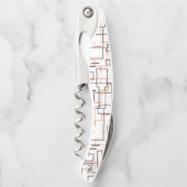 Stilvolle Orange Black Pattern Square Wall Clock Kellnermesser (Vorderseite)