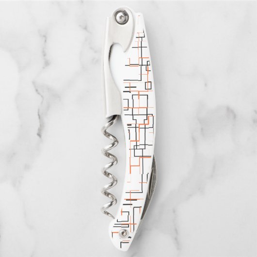 Stilvolle Orange Black Pattern Square Wall Clock Kellnermesser (Vorderseite)
