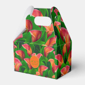 Stilvolle Orange Calla Lilies und grüne Botanicals Geschenkschachtel (Vorderseite)