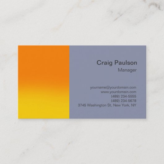 Stilvolle Orange Cool Gray Simple Business Card Visitenkarte (Vorderseite)