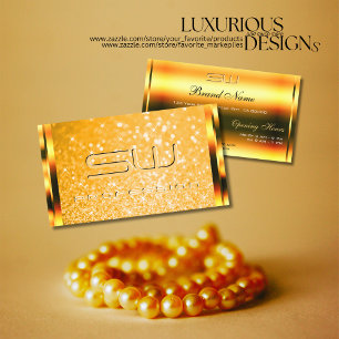 Stilvolle Orange Glitzer Luminous Stars Initials Visitenkarte