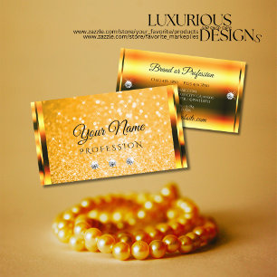 Stilvolle Orange Glitzer Luminous Stars Rhinestone Visitenkarte
