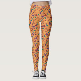 Stilvolle Orange Leaf Pattern Leggings