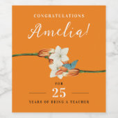 Stilvolle Orange Lily Retro Jubiläum Floral Weinetikett (Einzelnes Label)