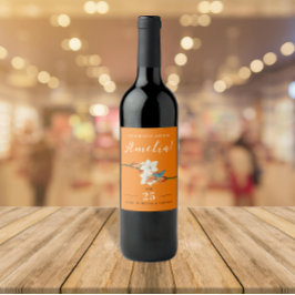 Stilvolle Orange Lily Retro Jubiläum Floral Weinetikett